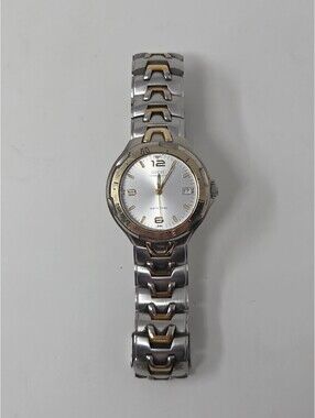 Guess Wristwatch Silver Dial Date Two Tone Bracelet 100M Waterpro Watch